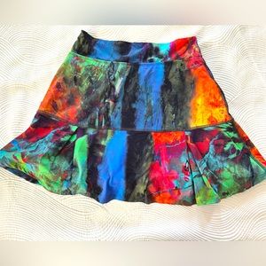 Dona Jo- multi colored water color print pickleball/tennis/ golf skirt